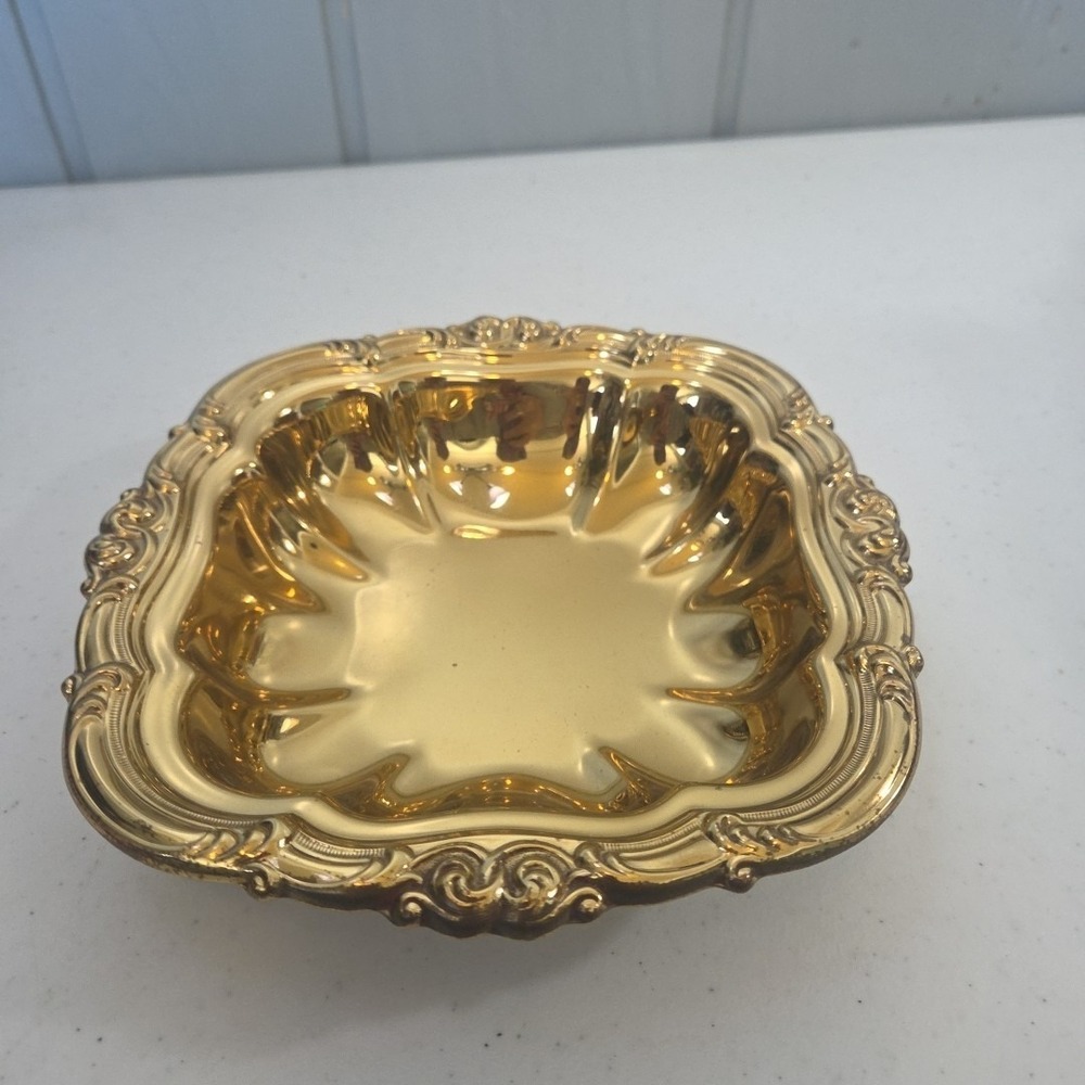 Vintage Brass Tray "Copper Craft Brassware" Hollywood Regency Catchall Filigree